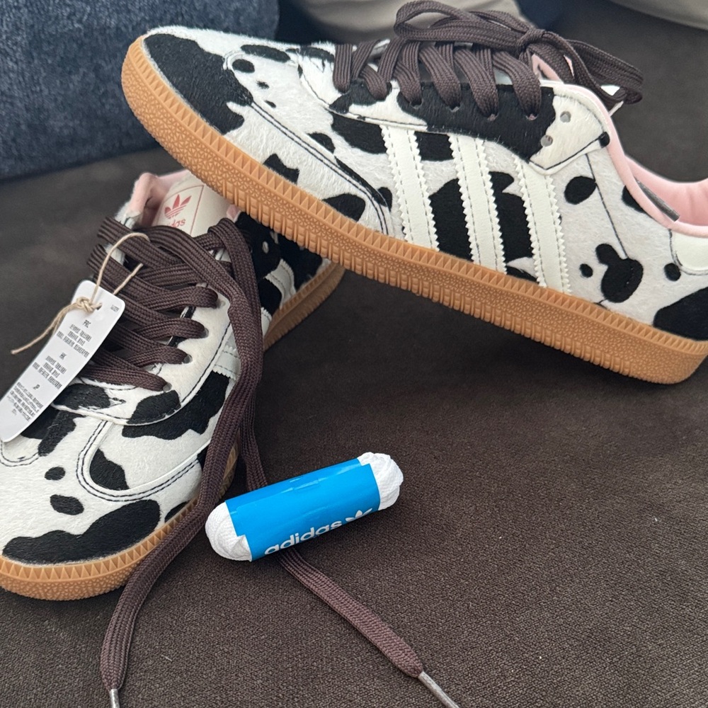 Adidas Samba  Black and White Cow Pattern Sneakers